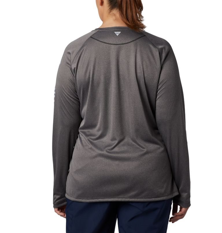 Women's Columbia PFG Tidal Tee Heather Long Sleeve Sweatshirts Dark Grey | Plus Size CA-X4A08